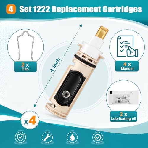 Enhon 4 Pack 1222 Replacement Cartridge Compatible with Moen with Puller, Tub Shower Cartridge Replacement Kit Compatible with Posi temp Faucet, Shower Repair Tool