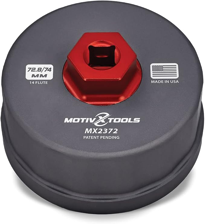 Motivx Tools MX2372-US 72.8mm/74mm 14 Flute Precision CNC Machined Oil Filter Wrench - Compatible With Toyota, Motorcraft, STP & Bosch Filters