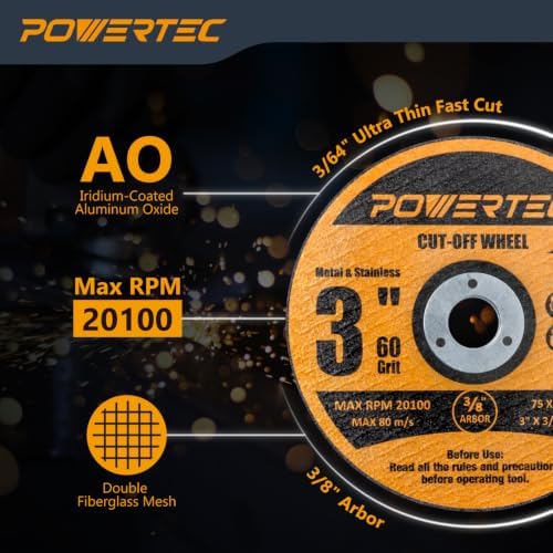 POWERTEC 3" Cut-Off Wheels, 100 PK, 3/8" Arbor (14017-P2)