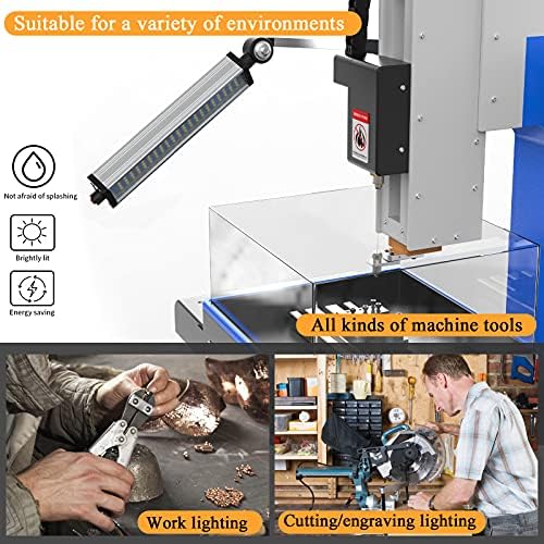 LED Machine Work Light 120V 16W Waterproof Aluminum Alloy Long Arm for CNC Lathe Drill Table Industrial Lighting