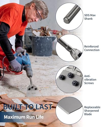 Firecore 5.5 Inch by 12.5 Inch SDS Max Floor Scraper with Replacement Blade