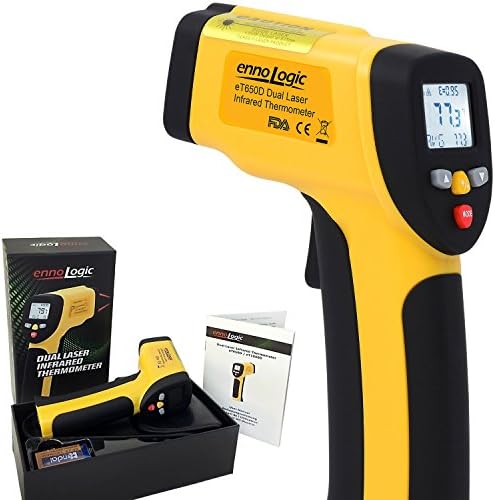 eT650D Temperature Gun by ennoLogic - Dual Laser Non-Contact Infrared Thermometer -58°F to 1202°F - NIST Option Available - Accurate Digital Surface IR Thermometer (Not for Body Temp)