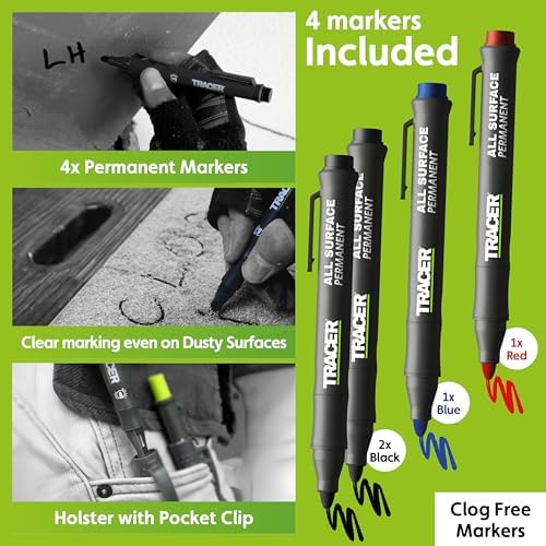 Tracer 8 Piece Construction Marker Kit - Carpenter Pencil Set