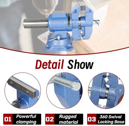 findmall Multipurpose Heavy Duty Multi-Jaw Vise with Swivel Base and Head for Clamping Fixing Equipment - 360-Degree Rotation, Home or Industrial Use (4 inch)