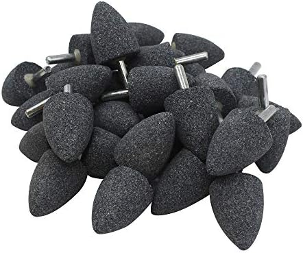 50Pc 1/4" Shank Brown Corundum Grinding Head Cone Shaped Grinding Wheel Abrasive Mounted Grinding Point Stone Rotary Tools Deburring Polishing -Diameter:30mm