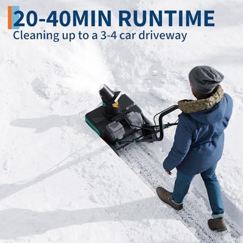 Garvee 20" Electric Snow Blower Cordless - Brushless Motor 23FT Throwing Distance, 180° Rotating Chute Walkways Driveways Snow Thrower Blaster Dual LED Lights(with 2 * 4.0Ah Batteries)