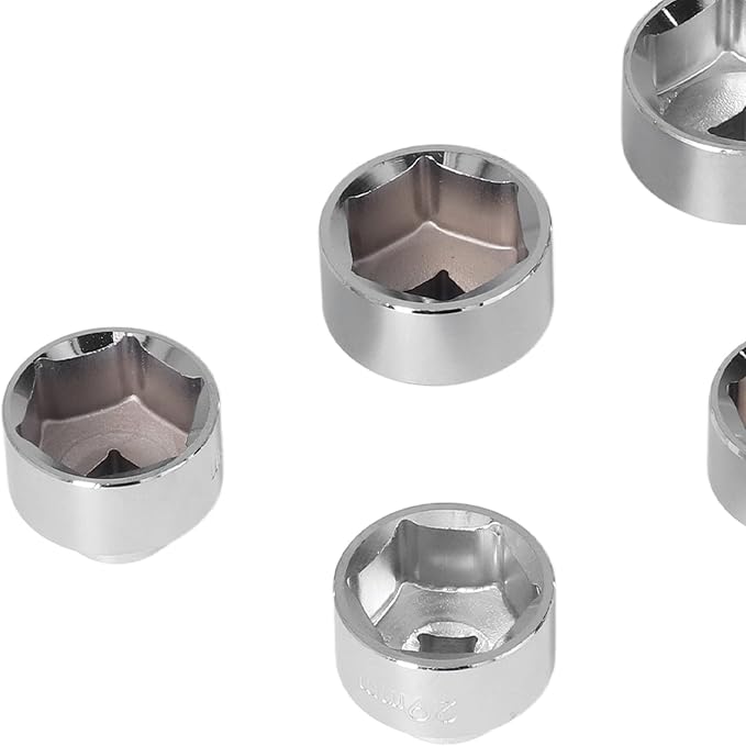 Brilluxa Oil Filter Wrench, 7pcs Cap Socket Set 3 8in Drive 24-38mm Oil Filter Removal Tool Compatible with Engine Service