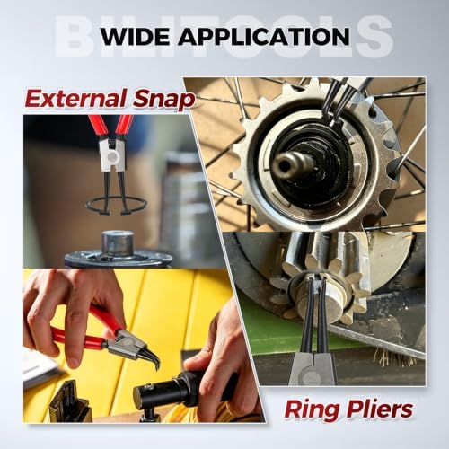 BILITOOLS 4PC External Snap Ring Pliers Set, 5" & 7" Circlip Kit