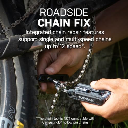 Topeak Hexus X Multi-Tool, 21-Function Bike Repair with Chain Tool, Tire Levers and Presta Core, Compact Chrome Vanadium Design for Road and Mountain Bikes