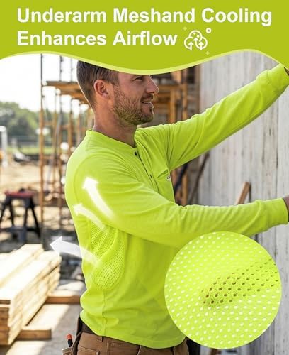 BOCOMAL FR Shirts for Summer Breathable Vented Mesh Flame Resistant Henley