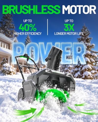 20V 20" Cordless Snow Blower, Brushless Snow Thrower 2x5.0Ah Batteries