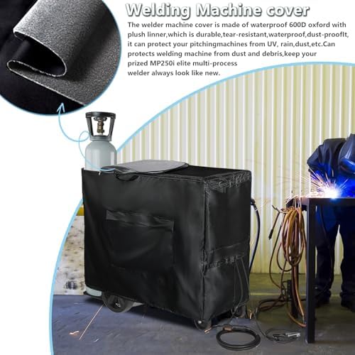 Welding Machine Cover with Zipper,Heavy Duty 600D Waterproof Welding Cart Cover,Welder Covers for Welder Models TIG/MIG 240/230/MP250i/252/255.(40''L*16''W*32''H)
