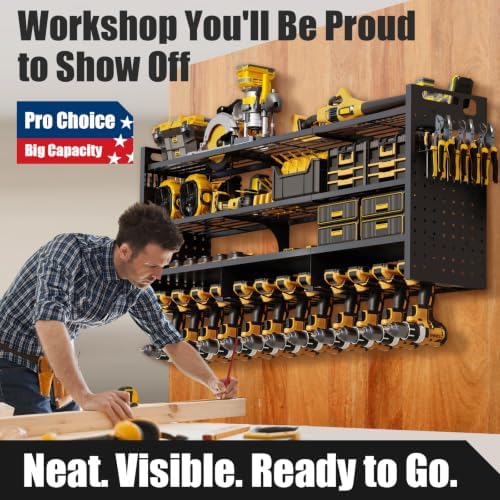 Large 49'' Wide Power Tool Organizer Wall Mount, 4-Tier