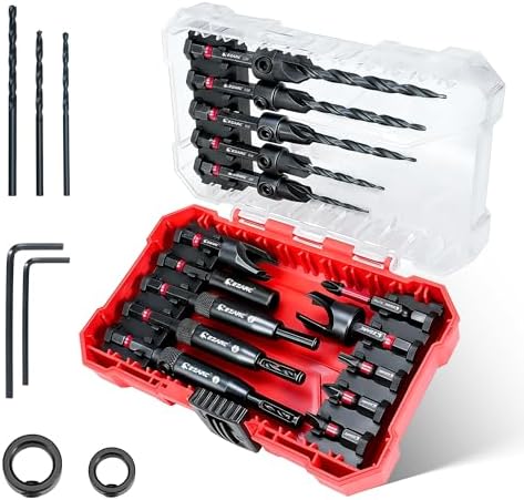 EZARC Countersink Drill Bit Set, 22PCS with Self Centering Drill Bits
