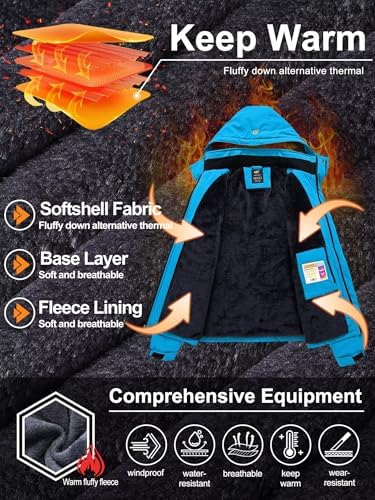 QPNGRP Mens Waterproof Ski Snowboard Jacket Winter Windproof Snow Coat