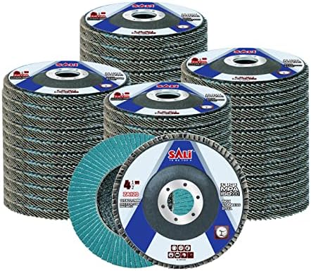 Sali 48 Pack Zirconia Flap Disc 120 Grit 4.5" x 7/8-Inch Sanding Disc Bevel Type #29 Premium and Industrial Grade Angle Grinder Grinding Wheel High Performance Edge Grinding