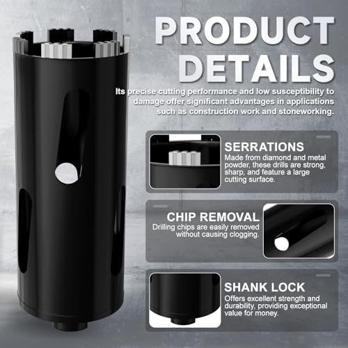 Diamond Core Drill Bit 4-5/16"(110mm) with Pilot Bit & Adapters (SDS Plus & Hex) – Upgraded Welded Segments, 8.6" Depth – for Concrete, Solid Brick, Hollow Brick, Masonry & More
