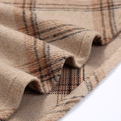 IDEALSANXUN Womens Plaid Wool Skirts Elastic Waist A-Line Pleated Tartan Long Skirts