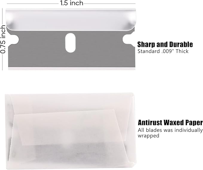 REXBETI 1000PCS Single Edge Razor Blades, Industrial Razor Blades, Box Cutter Replacement Blades, Glass Scraper Razor Blades
