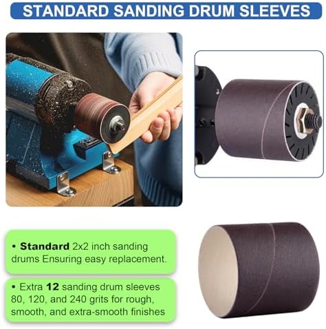 Leather Burnishing Machine | Variable Speed Leathercraft Bench Grinder, Polishing Tool, Sanding Machine, Rosewood Wheel for Leather Edge | Low Noise Motor, Standard 2x2 Inch Drum Sleeves