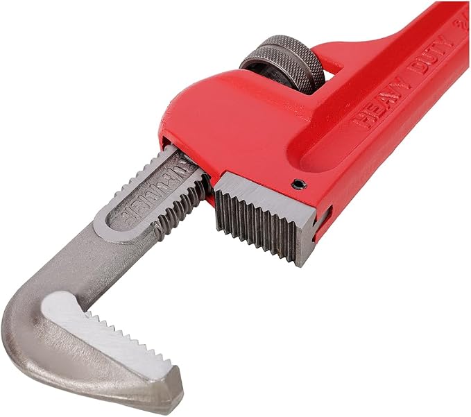 Pipe Wrench 24 Inch, Rigid Pipe Wrench Sets Steel Adjustable | Professional Heavy Duty Hangable Design for Plumbing, Home, Vehicle Repair (24" Red Wrench)