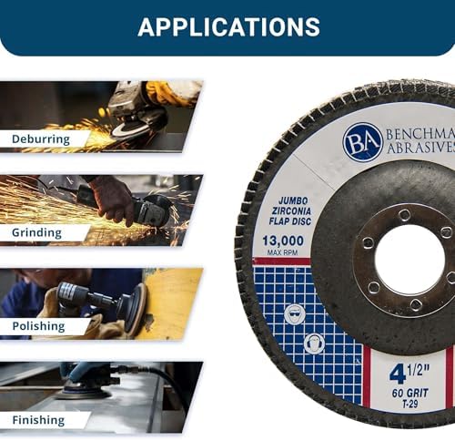 Benchmark Abrasives 4.5" x 7/8" Zirconia Type 29 Flap Discs, 60 Grit