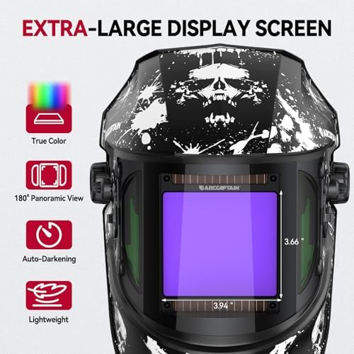 ARCCAPTAIN Welding Hood, 180° Panoramic View Auto Darkening Welding Helmet (LY800Js-IW)