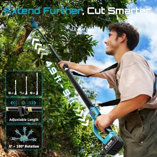 SEESII 2-in-1 Pole Electric Pruning Shears, 1.8" Cut Pole Cordless Pruner