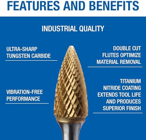 Champion Cutting Tool SG5 Double Cut TiN Coated Carbide Bur