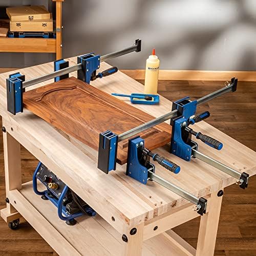 Rockler 24” Parallel Bar Clamps – Adjustable Heavy Duty Clamp w/Ergonomic Handle - Woodworking Bar Clamp To Distribute 1000 lbs Pressure – Deep Jaws Stay Parallel Clamps for Woodworking & More