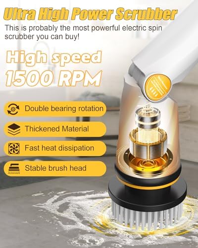 Qimedo Electric Spin Scrubber Q2, 4000mAh Battery, 1500RPM High Power