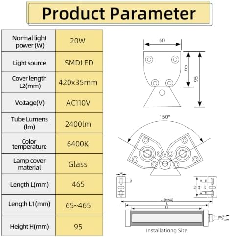 20W CNC LED Machine Tube Light IP67 AC110-220V 1440lm 6400K