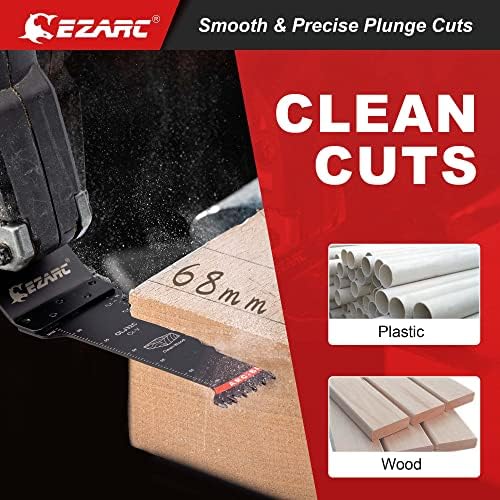 EZARC Japanese Tooth Oscillating Saw Blades - 5 PCS Extra-Long Reach Arc Edge CRV Multitool Blades Clean Cut for Wood and Plastic, Universal Quick Release Oscillating Tool Blades Kits