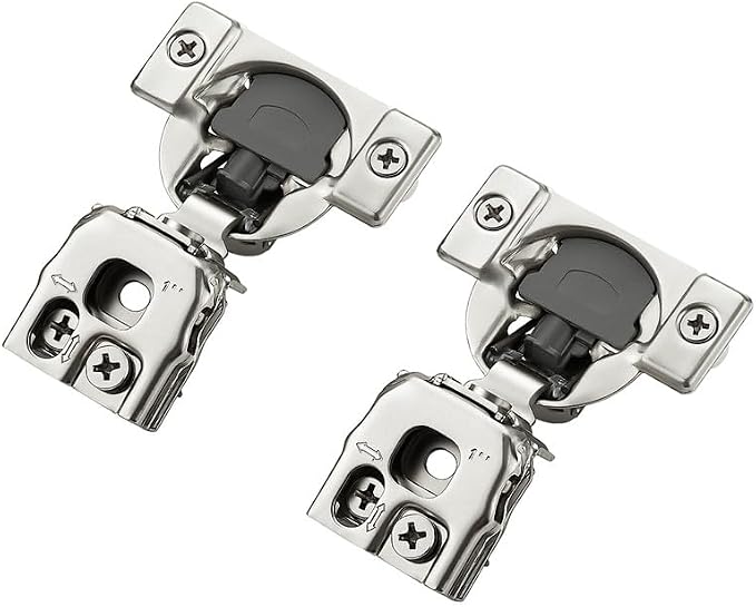 10 Pack 5 Pair 1 inch Overlay Soft Close Hinges for Kitchen Cabinet Hinges Satin Nickel Hidden Hinges Stainless Steel Concealed Hinge self Closing