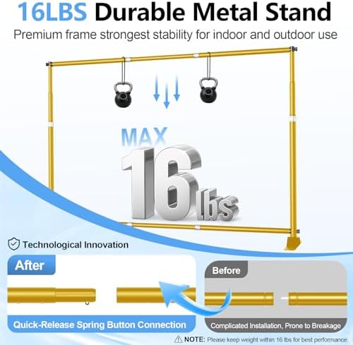 10x8FT Banner Stand, Heavy Duty Step and Repeat Stand, Gold