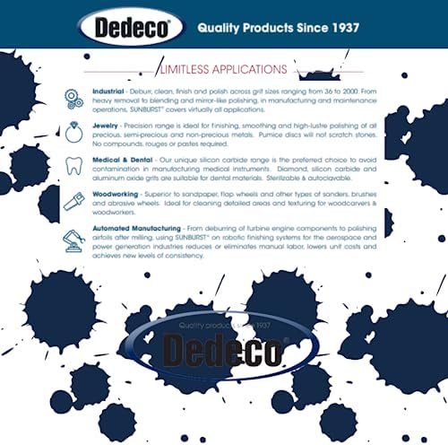 Dedeco Sunburst Radial Bristle Discs 12-Pack - 1-1/2" Curved Knife-Edge - Blue 400 Grit (Fine) - Aluminum Oxide for Polishing & Surface Finishing