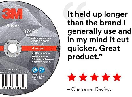 3M Silver Cut-Off Wheel, 87462, 36+, T1, 4 in x 0.06 in x 3/8 in