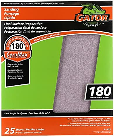 Gator CeraMax 9" x 11" Ceramic Sanding Sheets, 180 Grit, 25 Pack