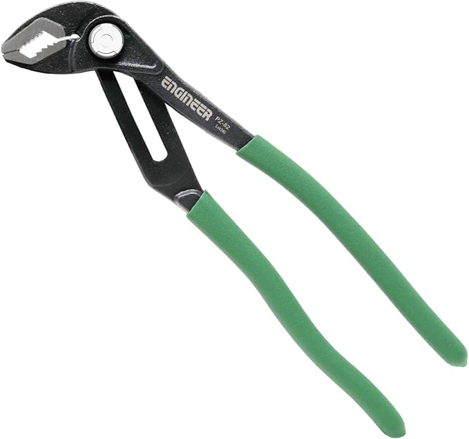 ENGINEER PZ-82 Slip Joint 10" Water Pump Pliers Screw Extractor Jaws | High Leverage Design, Quick Adjustment Groove Joint, Carbon Steel
