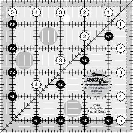 Creative Grids - 6 Square Quilt Rulers - 2.5", 3.5", 4.5", 5.5", 6.5", 7.5"