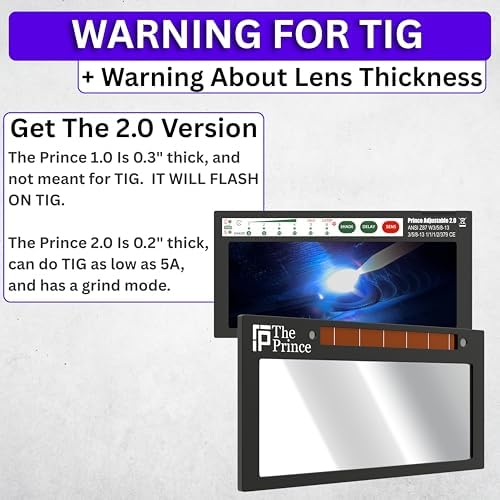 The Prince 1.0 | Shade 5-13 Adjustable Silver Auto Darkening Welding Lens | 2" x 4 1/4" x 0.33" | Adjusts From Shades 5-13 | Silver Front - Light Blue Weld View | Ridge Products Royal Series