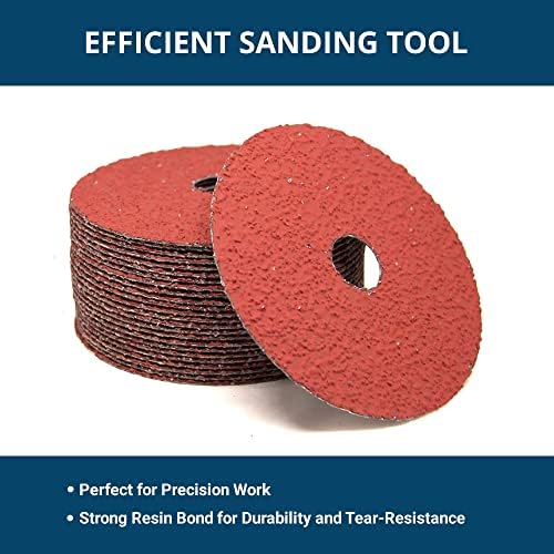 Benchmark Abrasives 5 Inch Sanding Discs Ceramic Resin Fiber Grinding Disc for Grinding, Stripping on Wood, Fiberglass, Steel, Metal, 7/8" Arbor Angle Grinder Sanding Disc, 25 Pack - 120 Grit