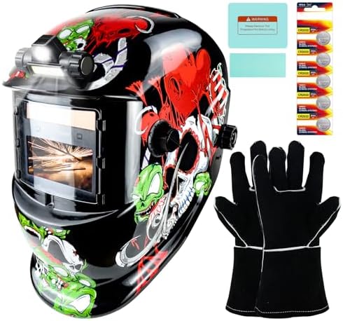 TRQWH Welding Helmet Auto Darkening Welding Hood with Welding Gloves