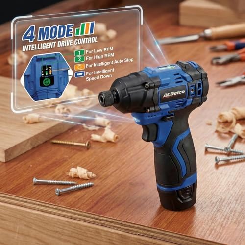 ACDelco G12 Series 12V Cordless Combo Kit, Brushless 1/4" Impact Driver (125 ft-lbs) & 3/8" Drill Driver (265 in-lbs), 4-Mode Control, (1) 2.0Ah Battery & Charger, 2-Tool Kit, ARI12185-K2