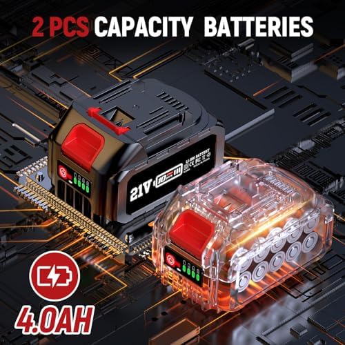 Updated 6 Inch Cordless Car Buffer Polisher with 2x4.0Ah Batteries