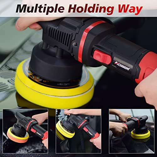 AOBEN Car Buffer Polisher,6 inch Dual Action Polisher,Random Buffer Polisher kit with 6 Variable Speed 1000-4500rpm,Detachable Handle,4 Buffing Pads for Car detailing Polishing and Waxing (Pack of 2)