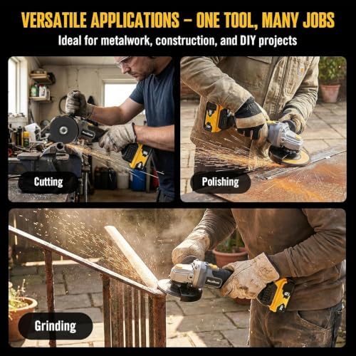 ReliaRoads 20V Brushless Cordless Angle Grinder 4-1/2 Inch, Compatible with DeWalt 20V MAX Battery, Metal Cutting Grinding Polishing Tool, Battery Not Included (Blackish Gray)