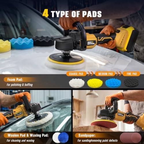 Rotary Buffer Polisher Kit 7 Inch/6 Inch for Dewalt 20V Battery (Tool Only)
