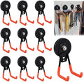ULIBERMAGNET Heavy Duty Magnetic Garage Hook,10 Pack Strong Large Magnet Hooks for Power Drill,Garden Tools,Hose,Pegboard,Garage, Workshop,Magnetic Storage Hooks for Indoor Outdoor Hanging(Orange)