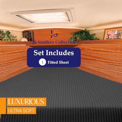 JS Sanders AFT Berth Boat Sheet 1 Pcs 600 TC Egyptian Cotton, Dark Grey Stripe